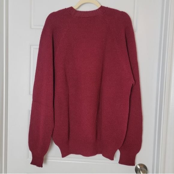 Men's Peruvian Connection 100% Alpaca sweater in Cranberry size Large NWT - Picture 4 of 7